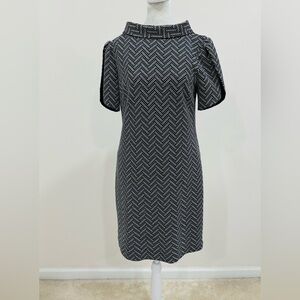 Trina Turk Black/White Pattern Jacquard Dress For Women Short Sleeve‎ Size 4